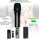 Bietrun Wireless Microphone, Dynamic Microphone with Rechargeable Receiver, Auto Connect,All Metal Design,160ft Range,Cordless Mic for Karaoke Machine,Amplifier Speaker,Mixer,iPhone,Camera, Interview (Black)