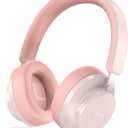 Over Ear Headphones Wireless Bluetooth, Noise Cancelling Headphones Bluetooth with Microphone, Cancelling Wireless Headphones Over Ear, 65h Playtime, Clear Calls, Comfort Fit For Travel (Pink)