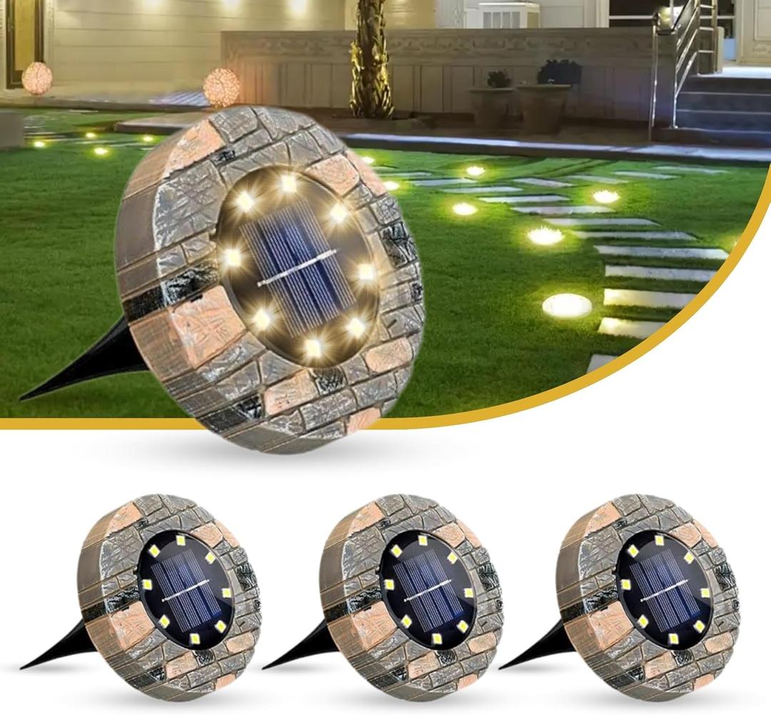 Solar Ground Lights Outdoor Decor - Waterproof LED Outdoor Solar Lights for Yard, Patio, Garden, Pathway, Stair, Deck - Landscape Lighting for Garden Decor - Outside Lightings (4 Pack, Warm White)