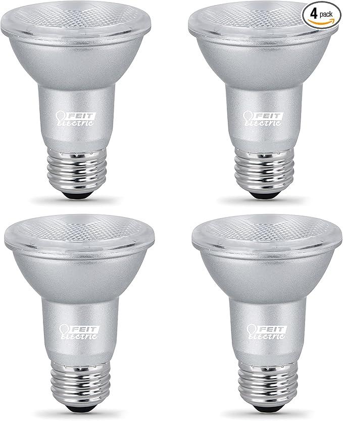 Feit Electric PAR20 LED Bulbs, 50W Equivalent, Dimmable Spotlight Bulbs, 3000k Bright White, E26 Base, 90 CRI, 450 Lumen, 22-Year Lifetime, PAR20 Flood Light Bulbs, Damp Rated, PAR20DM/930CA/4, 4 Pack