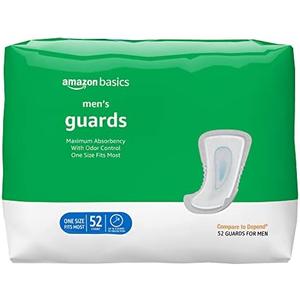 Amazon Basics Men's Incontinence Guards, Maximum Absorbency, 104 Count, (2 Pack of 52)