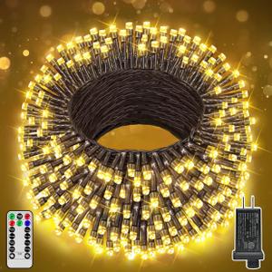 Christmas Tree Lights 98 FT 300 LED, Warm White Christmas Lights Indoor Plug in, 8 Modes Twinkle String Lights for Bedroom Party Ceiling Xmas Home Decorations