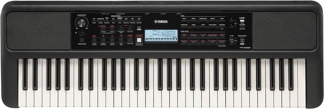 Yamaha 61 Touch Sensitive Keys Portable Keyboard for Beginners with Music Rest, Power Adapter PSR-E383
