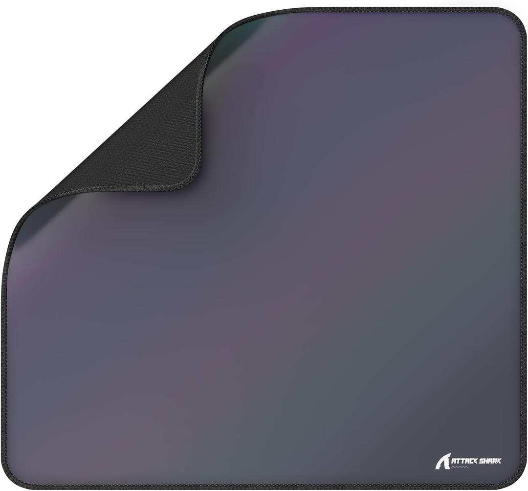 ATTACK SHARK CM03 Pro Gaming Mouse Pad for Esports Speed Waterproof Surface Stitched Edges and Anti-Slip Rubber Base Large Holographic Film 17.72 x 15.75 x 0.16 Gradual Gray (grey)