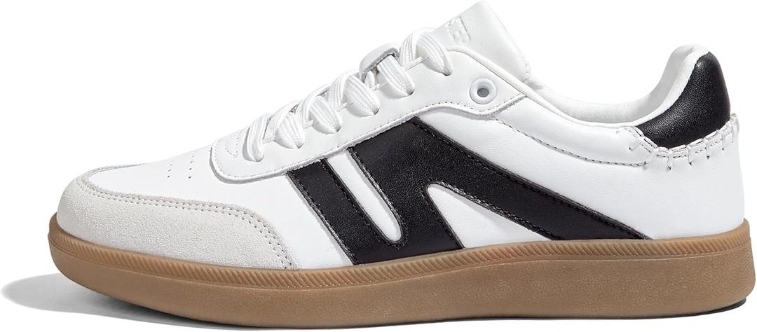 LUCKY STEP Women Classic Retro Gum Sole Fashion Sneakers Casual Tennis Skate Shoe Genuine Leather Walking Footwear Anti Slip Trainers 8.5