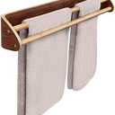 Solid Wood Bamboo Double Towel Bar - Double Towel Rack - Double Towel Bar for Bathroom Wall - Dual Towel Rack - Double Towel Racks for Bathroom - Water Resistant Bamboo Rods
