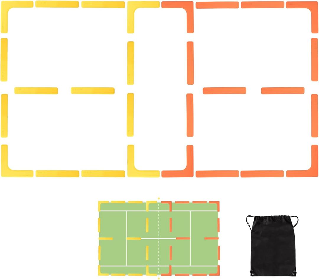 Hikeen Court Lines Marker Kit Anti-Slip and Wind-Resistant Throw Down Markers 28pcsr 84pcs, Pickleball Net Court for Outdoor Indoor Court (Yellow Orange)