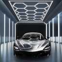 MODERN Hexagon Garage Light: Higher Brightness 720W 86400 Lumens Hexagon Led Garage Light with Rectangle Frame 6500K for Garage, Basement, Warehouse, Auto Beauty Shop, Car Detailing Shop etc.