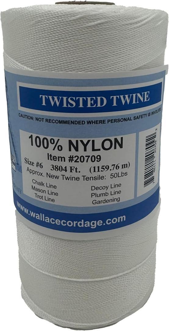 #6 Twisted White Nylon Twine 1 lb Tube 3804 Feet