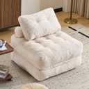 Folding Sofa Bed,Convertible Sleeper Chair for Adults, Folding Sofa Bed Foam Filling Couch with PillowSleeper Chairs Single Size Floor Mattress,White