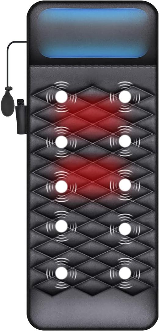 Full Body Massage Mat with Heat,10 Motors Vibrating Massage Mattress Pad, Back Massager Chair Pad for Neck Shoulder Lumbar Legs Muscle Relaxation Fatigue Relief, Home Use (Dark Grey)