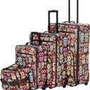 Rockland Jungle Softside Upright Luggage Set, Expandable, Owl, 4-Piece (14/29/24/28)
