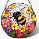 Stained Glass Window Hanging, 8 Inch Bee Stained Glass Ornament, Suncatchers for Windows Hanging, Window Decor, Gift for Garden Lover, Teacher Gift, Holiday, Birthday Gifts for Women Mom and Grandma