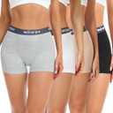 wirarpa Women's Cotton Boxer Briefs Underwear Boy Shorts 3" Inseam 4 Pack (Black/Beige/White/Heather Grey)