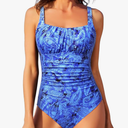 Aqua Eve One Piece Bathing Suit for Women Tummy Control Swimsuit Slimming Vintage Swimwear, Size XL