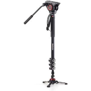 Manfrotto Video Monopod XPRO+, Camera and Video Support Rod with Video Head, 4-Section in Aluminum with Fluid Base, Photography Accessories for Content Creation, Video, Vlogging