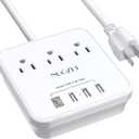 Cruise Essentials, NUOZHI 6 Ft Power Strip with 3 Outlets and 4 USB Ports(1 USB C), Non Surge Protector for Cruise Ship, Travel, Home Office, ETL Listed, White