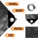 Tarp Heay Duty Waterproof 6x10ft,Black Tarp Cover Plastic Poly Tarpaulin for Outdoor Cover,Emergency Rain,Roof, Pool, Boat,Camping - Multipurpose with 16Mil Thickness