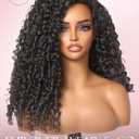 ASHINE Half Wig Human Hair Burmese Curly 180% Density Wear and Go Glueless Wig for Women Flip Over Natural Black 22 Inch with Clips and Drawstring