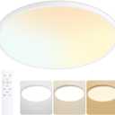 24 Inch Flush Mount Ceiling Light with Remote, 54W Dimmable LED Fixture 5400LM, 3000K-6500K Adjustable, Round Ceiling Lamp for Bedroom, Kitchen, Living Room, Dining Room, Bathroom, White