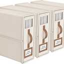 4 Pack Foldable Bed Sheets Set Organizers and Storage(King & Queen Size),Linen Fabric Closet Organizers with Window,Folding Bedding Storage Box for Bedsheets and Pillow Cube Organizer-Beige