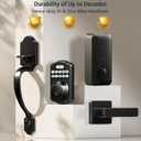 Veise Fingerprint Door Lock Set, Keyless Entry Door Lock, Front Handle Set, Electronic Keypad Deadbolt with Lever Handle, 2 Keys, Auto-Locking, One-time Codes, Easy to Install, Matte Black