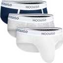 Men's Underwear Briefs Plus Size ABCD Pouch Soft Silky Touch Underpants 3 Pack (Size: Large, White)