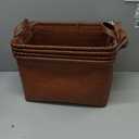 Hand Woven Baskets for Storage, 4Pcs Water-Resistant Wicker Baskets, Brown Wicker Storage Baskets for Shelves, Large Basket with Handle for Organizing, Clothes, Laundry, Blanket - Rectangular, Medium