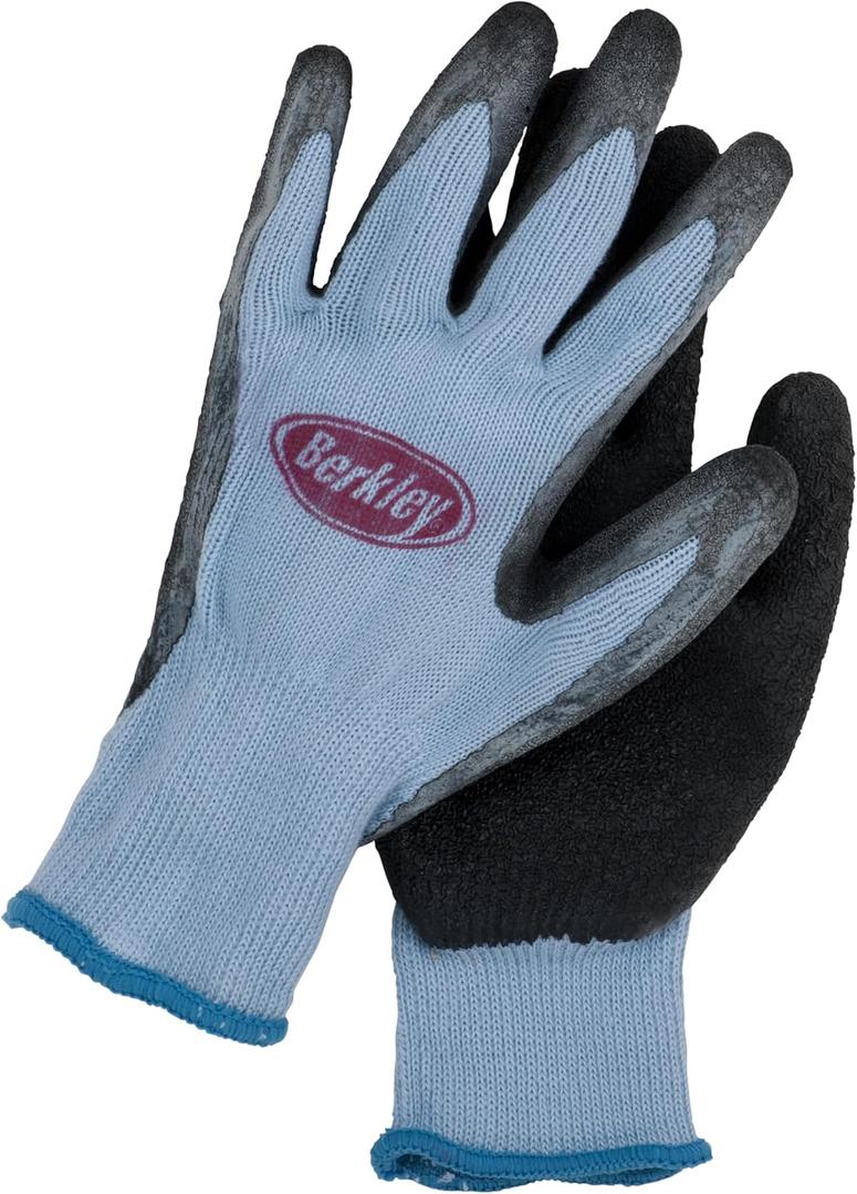 Berkley Coated Fishing Gloves, Blue/Grey