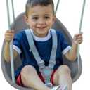 Swurfer Coconut Toddler Swing  Comfy Baby Swing Outdoor, 3- Point Adjustable Safety Harness, Secure, Safe Quick Click Locking System, Blister-Free Rope, Easy Installation, Ages 6-36 Months (Gray)