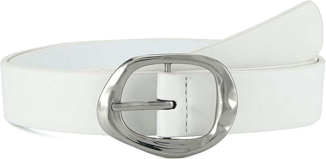 Earnda Leather Belts for Women Casual Fashion Waist Belt with Liquid Shapes Gold Buckle for Jeans Pants Dresses (Medium: 29"-32" (Pant 8-10))