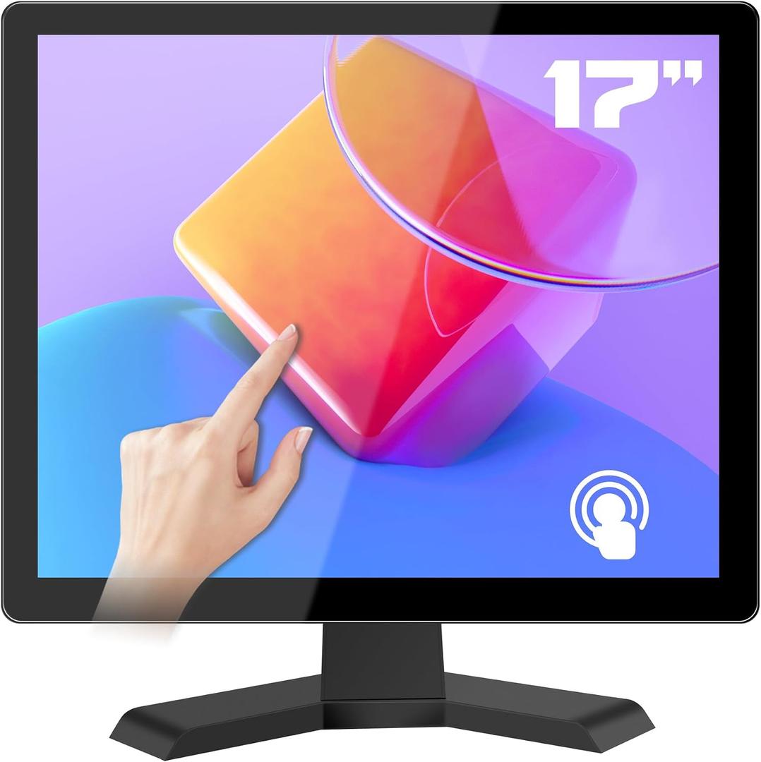 17" 10-Point Touch 4:3 Full HD 1280x1024 Square Touch Screen Monitor with HDMI USB Ports, VESA, Touchscreen for PC POS Machine Win 10 11, Built-in Speakers