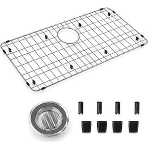 ARCCI Sink Bottom Grid 28"x 15", Stainless Steel Sink Protector with Centered Drain & Round Corner Radius, One-Piece Sink Grate with Hole Cover for Kitchen Single Sink Bowl