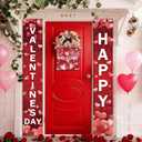 VitalCozy 3pcs Valentines Day Door Banner Welcome Hanging Banner Happy Valentines Day Banners for Front Door Hanging Porch Signs Love Heart Decoration for Yard Indoor Outdoor