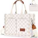 Canvas Tote Bag for Women with Pockets Crossbody Bag Tote Shoulder Handbags Casual Work Bags Everything Tote Bag