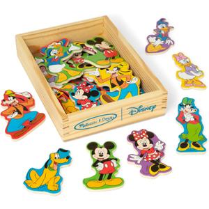 Melissa & Doug Disney Mickey Mouse Wooden Character Magnets (20 pcs) Toys for Disney Fans, Mickey Mouse Fridge Magnets, Pretend Play & Toddler Toys for Kids Ages 2+