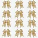 DEEKA 12 PCS 7" Large Glitter Cheer Bows Shiny Cheer Hair Bows Ponytail Holder Handmade for Cheerleader Girls Softball Sports -Gold