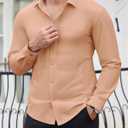 Lion Nardo Slim Fit Dress Shirts for Men Stretch Muscle Fit Long Sleeve Dress Shirts Wrinkle Free Formal Button Down Shirts (Orange, XXL)