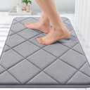 OLANLY Memory Foam Bath Mat 30x20, Ultra Soft and Absorbent Bathroom Rugs, Machine Washable, Comfortable Bath Carpet for Bathroom Floor, Tub and Shower, Medium Grey