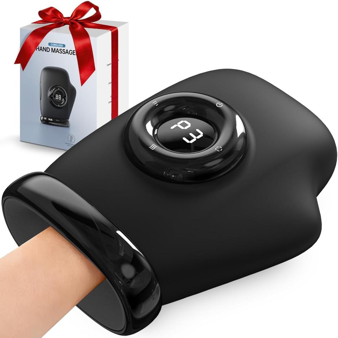 Hand Massager with Heat & Compression, Individual Finger Massage, Touch Screen & Large Display, 3 Modes 3 Intensity Levels, 3 Heat Settings, Rechargeable for Arthritis Carpal Tunnel Relief