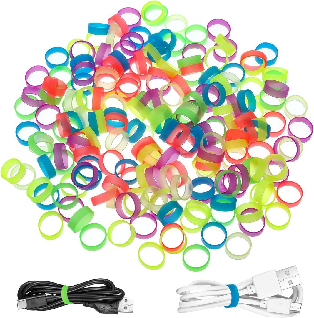 200 Pcs Silicone Rings, Small Elastic Silicone Rings, Reusable Thick Rubber Bands for School, Home or Office