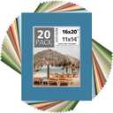 Mat Board Center, Pack of 20, 16x20 Mixed Colors White Core Picture Mats Mattes Matting for 11x14 Photo