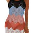 Pink Queen Women Summer Crochet Beach Bathing Suit Coverup | Swim Cover Up, Side Slit Pool Mesh Knit Dress, 2026 Bikini Swimwear Vacation Outfit (Red, S)