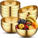 Nuogo 10 Pcs Gold Bowls 9.8 Inch Stainless Steel Mixing Bowls Decorative Esthetician Bowl for Facial Metal Serving Bowl for Holiday Birthday Party Wedding Baking Prepping Salad Fruit Soup