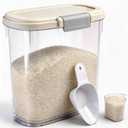 Large Rice Storage Container 15-20 Lbs, Tall Flour Container with Scoop + Cup - Slim Dry Food Storage Bin for Cereal, Sugar, Beans, Pet Dog Cat Food Container - Kitchen and Pantry Storage Organization