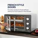 Oster Extra-Large 42L French Door Countertop Toaster Oven, 6-in-1 Air Fryer Oven with Air Fry Rack, Wire Rack, Baking Pan and Crumb Tray, Stainless Steel, 42 Liter