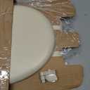 Mayfair Padded Toilet Seat, Cushioned Soft Vinyl over Wood Core Seat, Secure Hinges, Easy Clean, Made in USA, Round, Bone