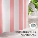 AmazerBath Pink Vertical Stripes Shower Curtain, Cute Pink Stripe Bathroom Shower Curtain with 12 Shower Curtain Hooks, Rustic Fabric Pink and White, 72x72 Inches