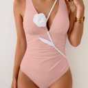 Eomenie Women's One Piece Swimsuit Slimming Tummy Control Bathing Suit Plunging V Neck Color Blocking 2025 Swimwear (X-Large, Pink)