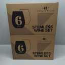 TABLE 12 15.5-Ounce Stemless Wine Glasses, Set of 6, Lead-Free Crystal, Break Resistant, Pack of 4 (24 total glasses)